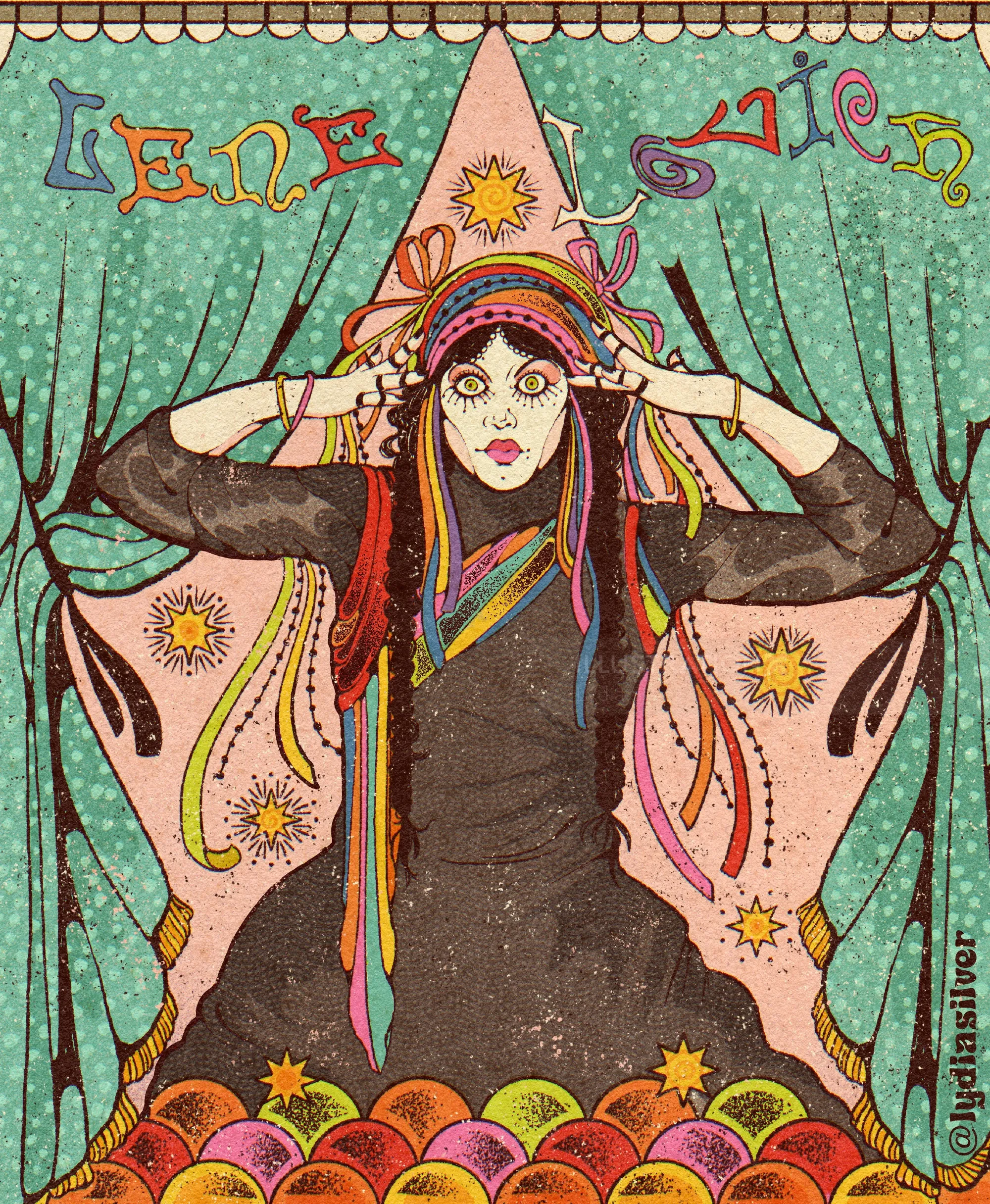 Illustration de la chanteuse new wave Lene Lovich par Lydia Silver