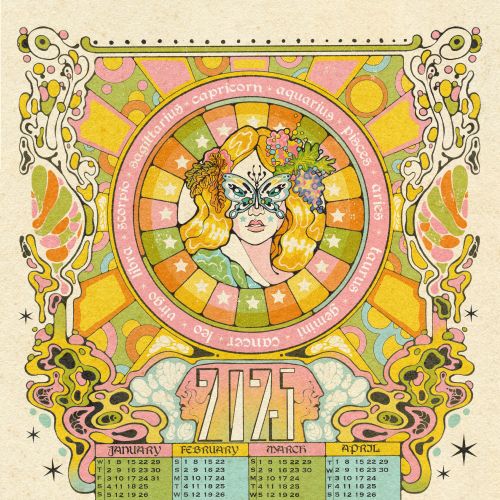 2025 calendar illustration featuring a woman in art deco style by Lydia Silver