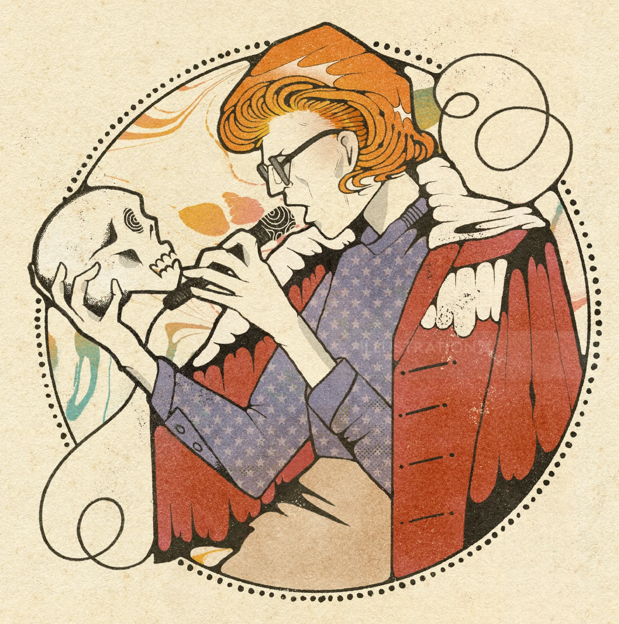 Portrait de style vintage inspiré par David Bowie en 1974 par Lydia Silver