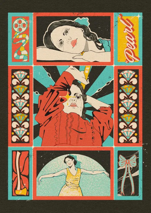 Affiche illustrée du film d'horreur Pearl par Lydia Silver