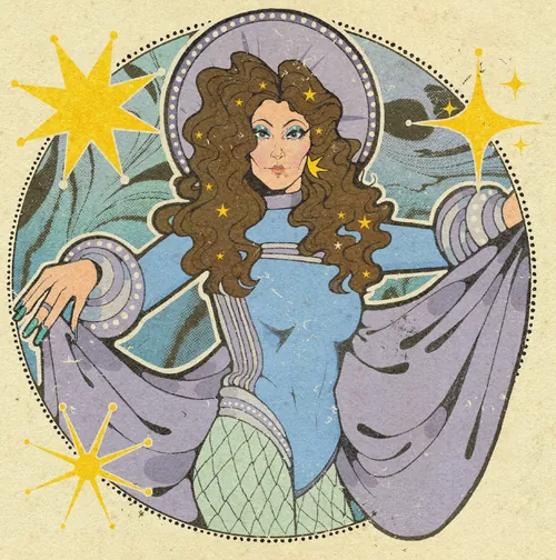 Illustration de Dee D. Jackson, chanteuse disco de science-fiction des années 1970, par Lydia Silver