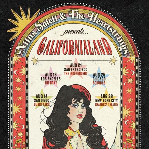Poster for Niina Soleil & The Heartbreakers 2026 CALIFORNIALAND tour by Lydia Silver