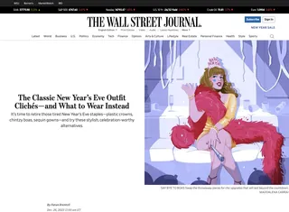 Illustration of woman in a glamorous pink outfit celebrating New Year's Eve