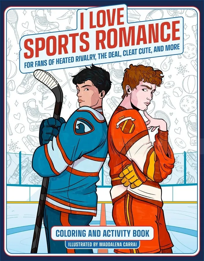 I Love Sports Romance coloring book cover illustrated by Maddalena Carrai