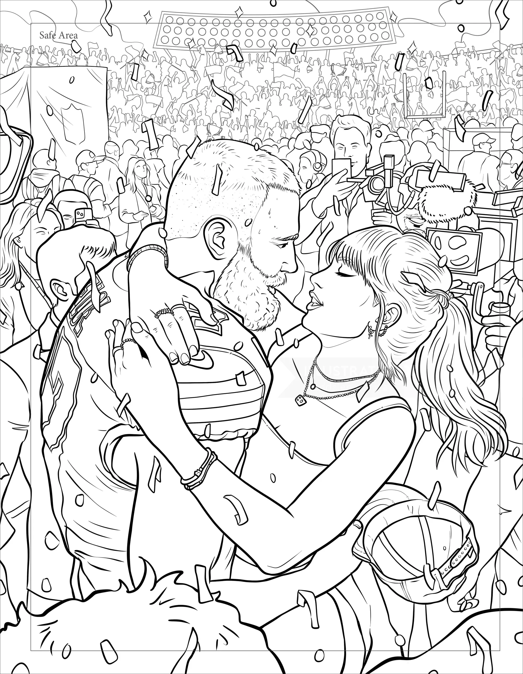 Maddalena Carrai illustration of a couple dancing together at a crowded festival