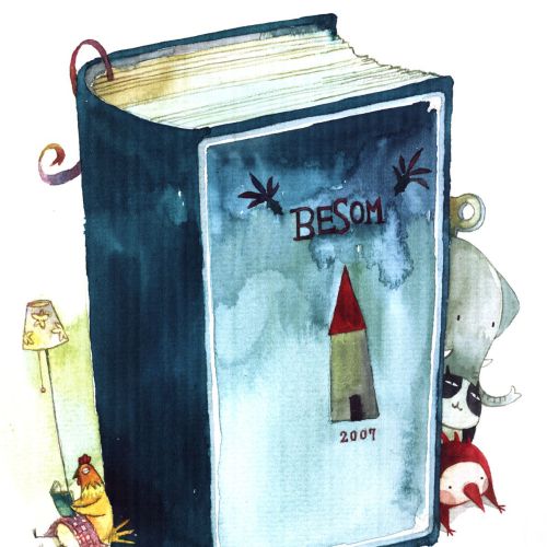 besom book watercolor illustration