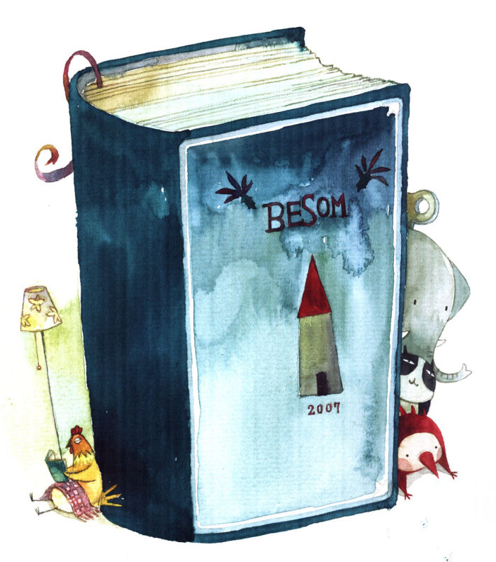 besom book watercolor illustration