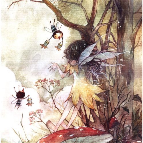 children fantasy illustration palace and fairies
