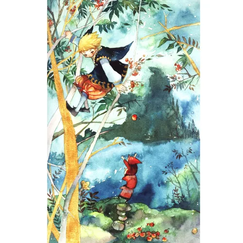 Kinderillustration: Mädchen auf einem Baum
...