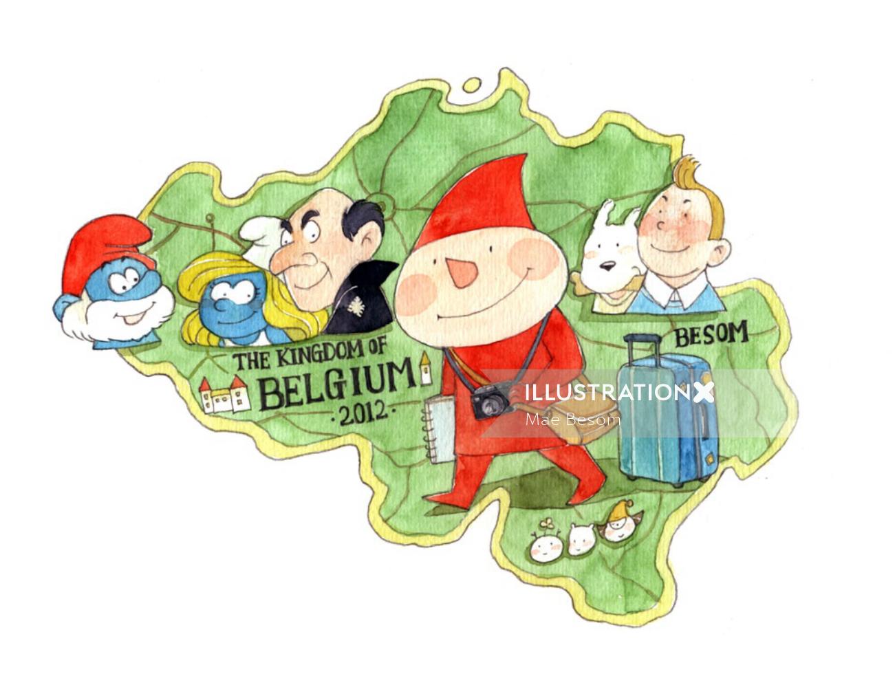 Children cartoon characters illustration on map
