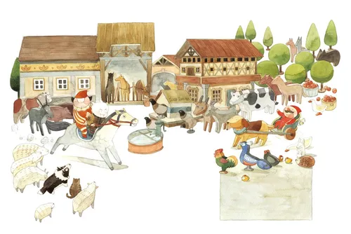 Konzeptuelle Illustrationen von Tieren und Menschen


