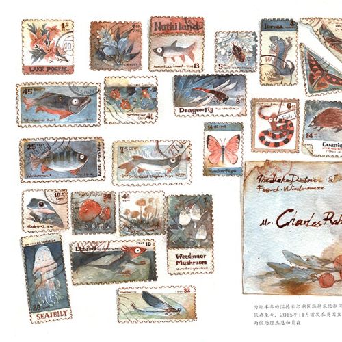 Contemporary stamps painting
