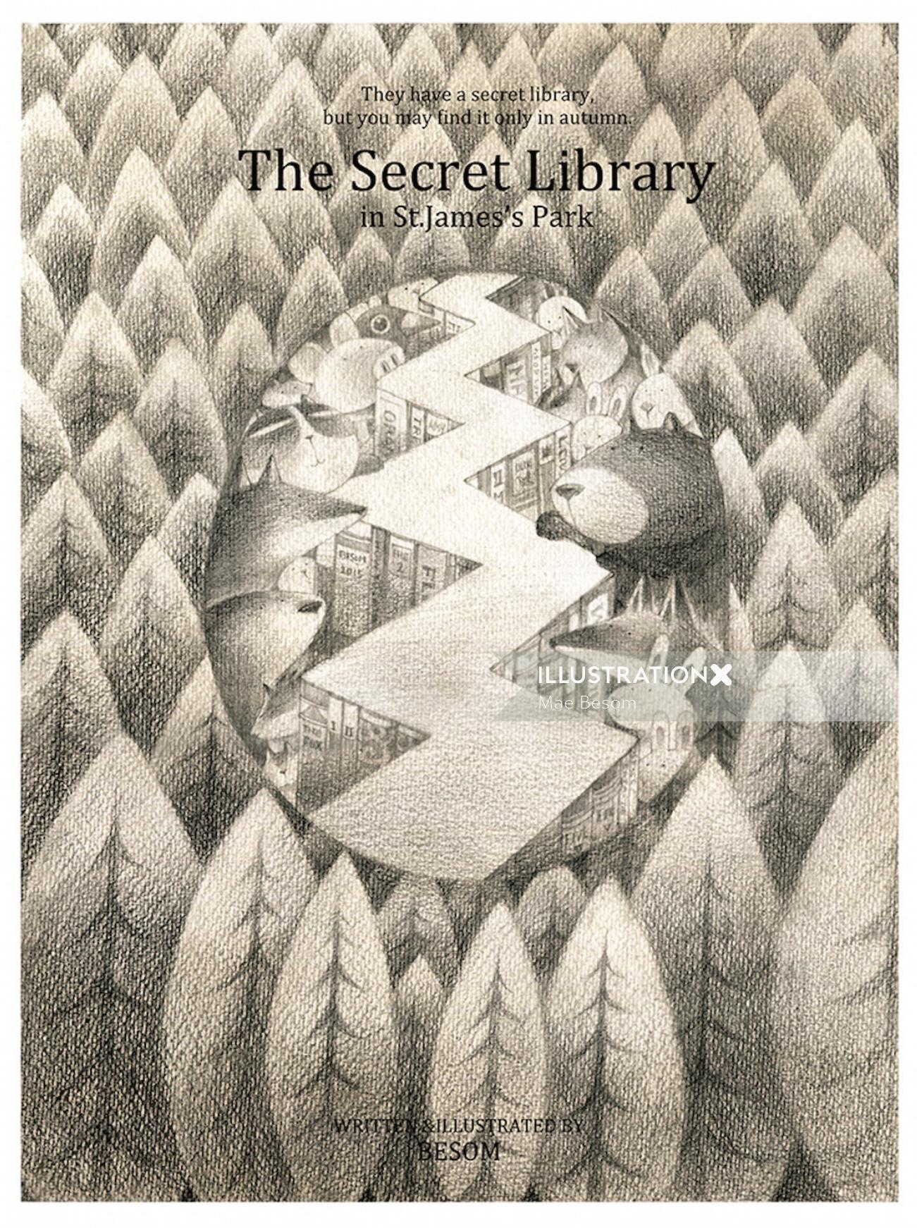 秘密图书馆儿童插画