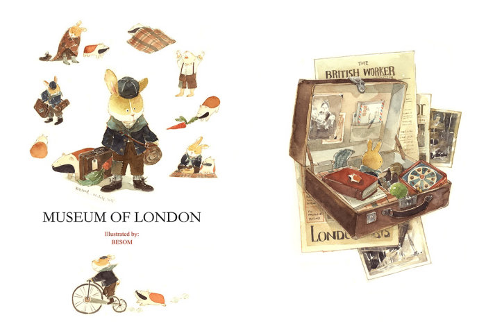 illustration de lapin vintage au musée de Londres