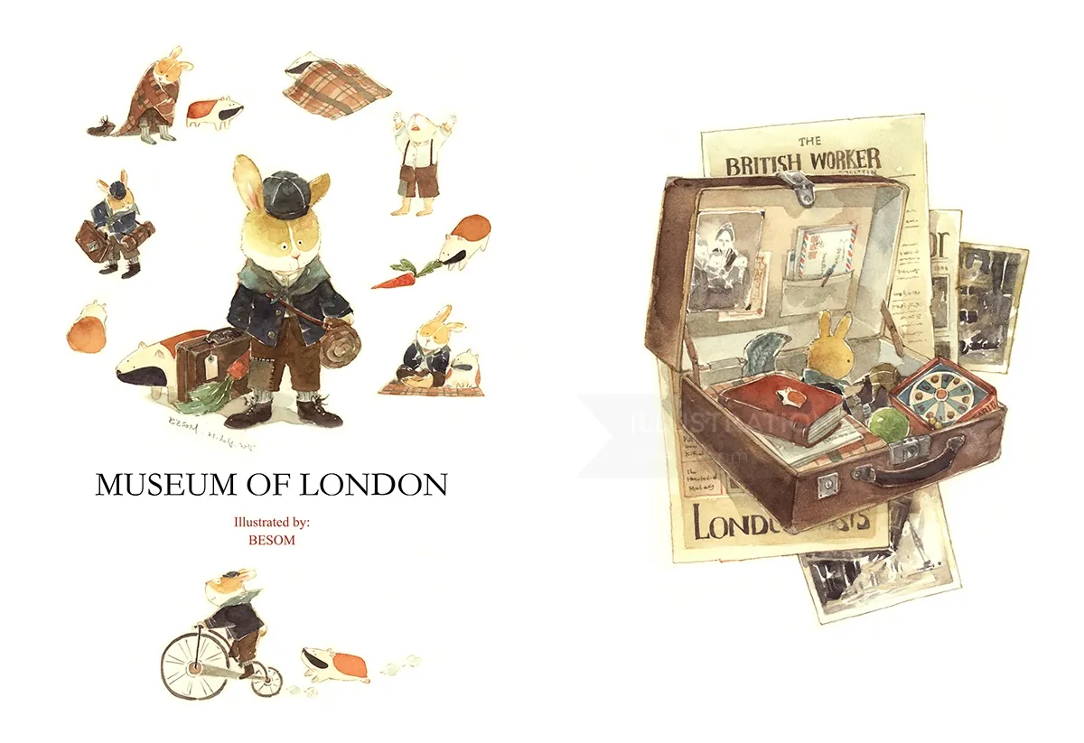 Vintage-Hasenillustration im Museum of London