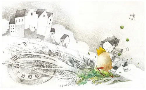 Aquarellzeichnung zum Thema „Was machst du mit …?“ für ein Kinderbuch