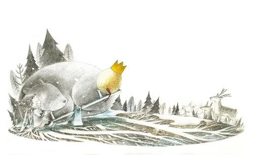 Hühnerkönig und Bär im Wald

