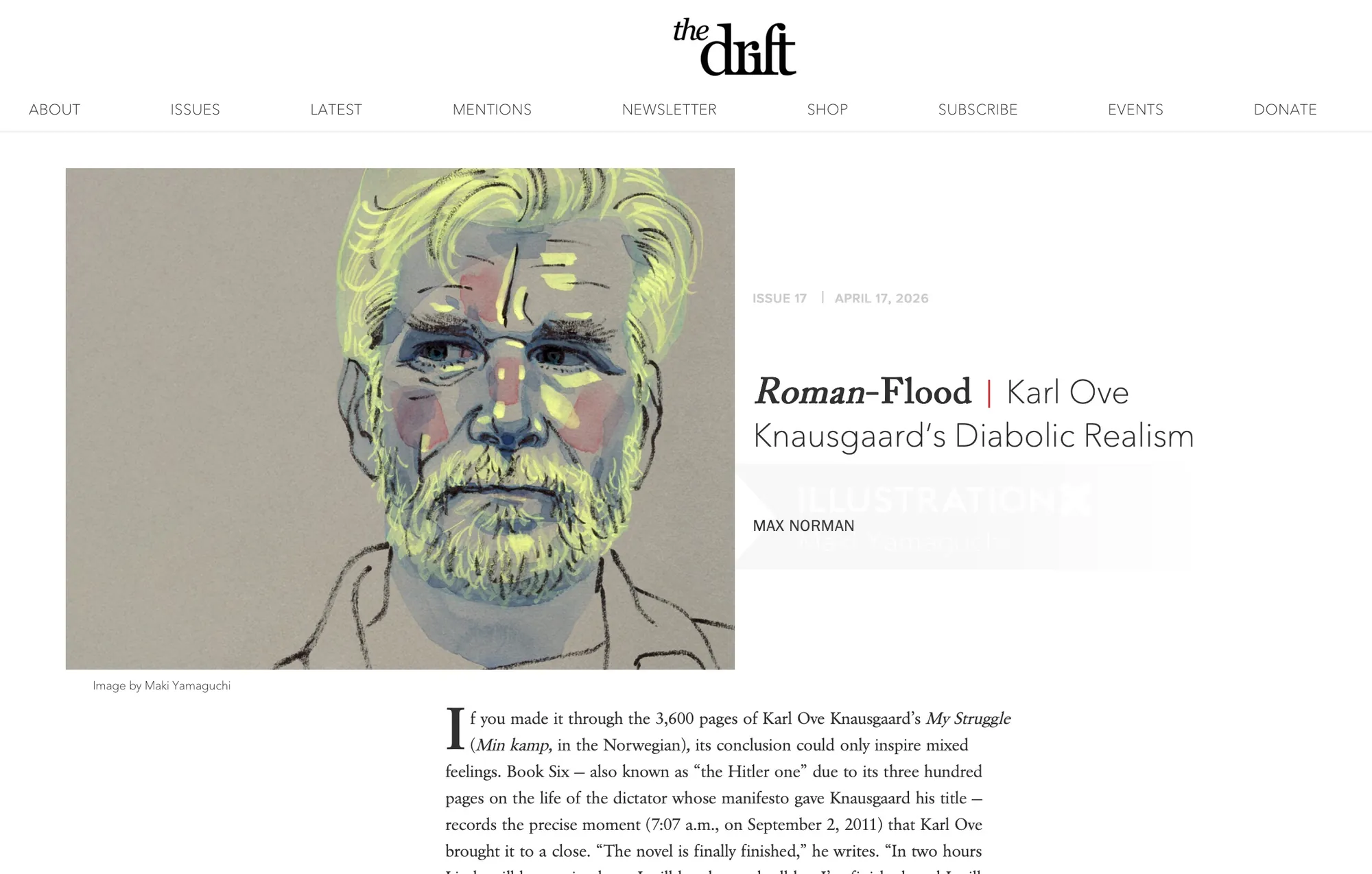 Portrait of writer Karl Ove Knausgaard by Maki Yamaguchi
