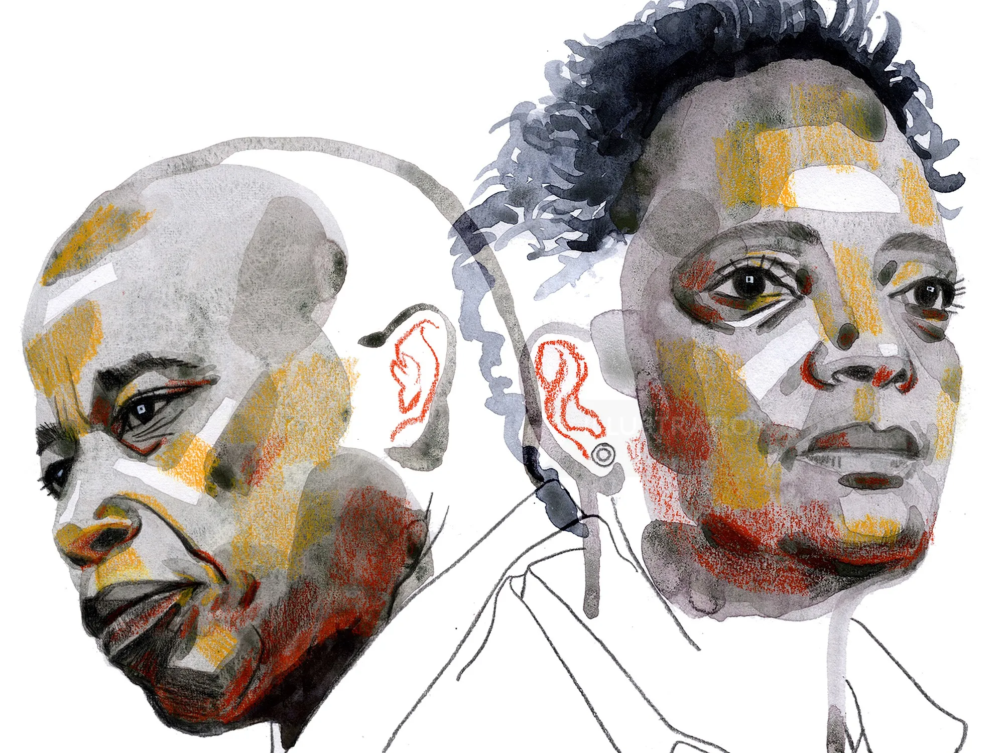 Portraits of Mayor Adams and Mayor Lightfoot by Maki Yamaguchi