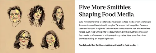 Portraits of five Smith College alumni shaping food media by Maki Yamaguchi
