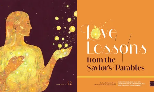 Illustration of woman with glowing lights, inspired by Savior's parables by Maki Yamaguchi
