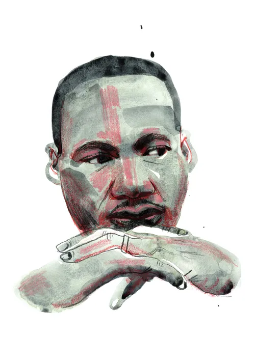 Watercolor portrait of Martin Luther King Jr by Maki Yamaguchi