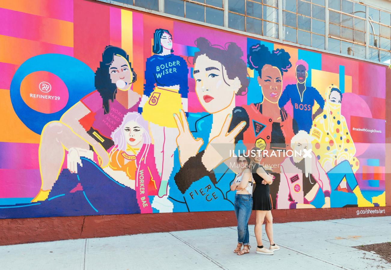 Mural design for Google and Refinery29 by Mallory Heyer