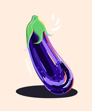 Portrait art of eggplant by Mallory Heyer