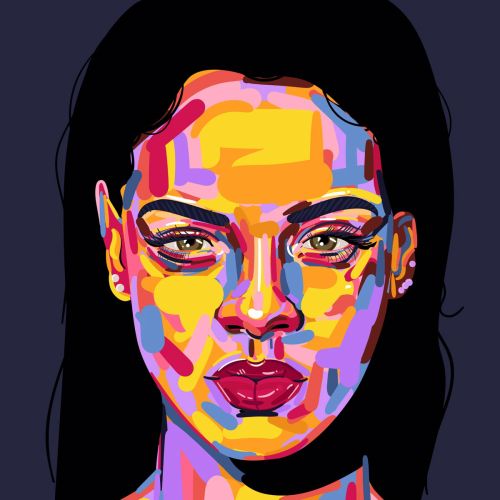 Portrait illustration of Rihanna by Mallory Heyer