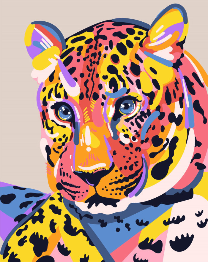 Amur Leopard portrait illustration by Mallory Heyer