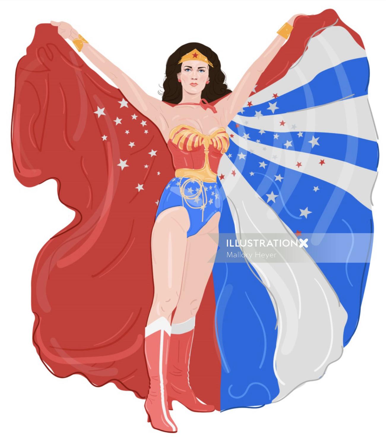 The amazing Wonder Woman illustration for Refinery29's 