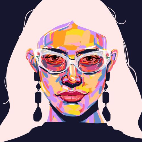 Portrait illustration of a woman wearing sunglasses