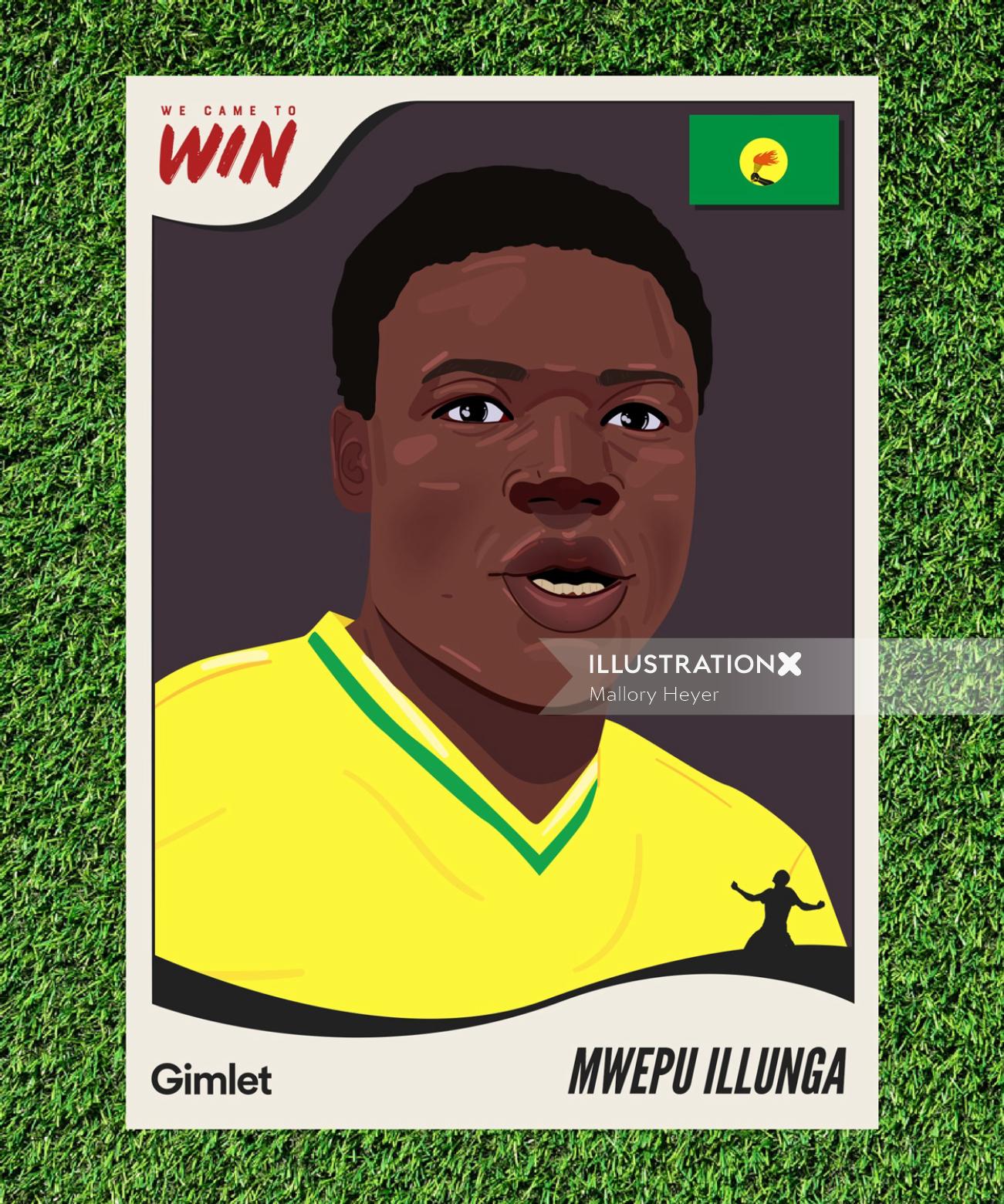 Arte de retrato de Mwepu Illunga para o esporte de Gimlet Media