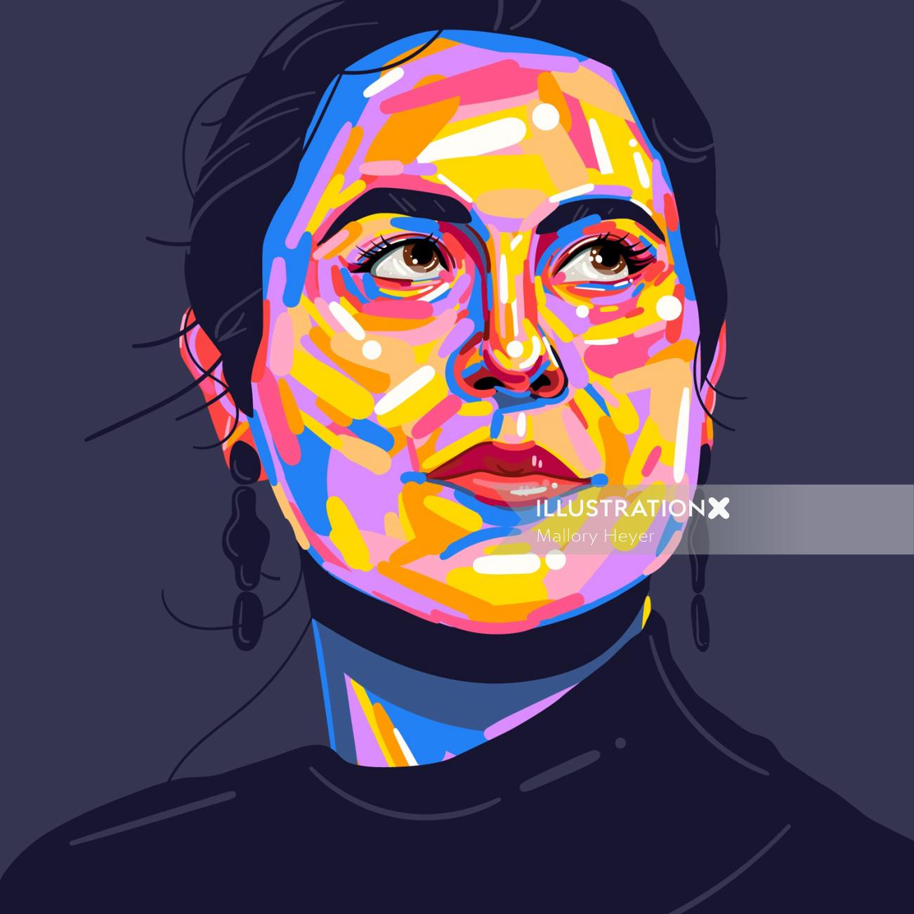 Graphic portrait illustration by Mallory Heyer