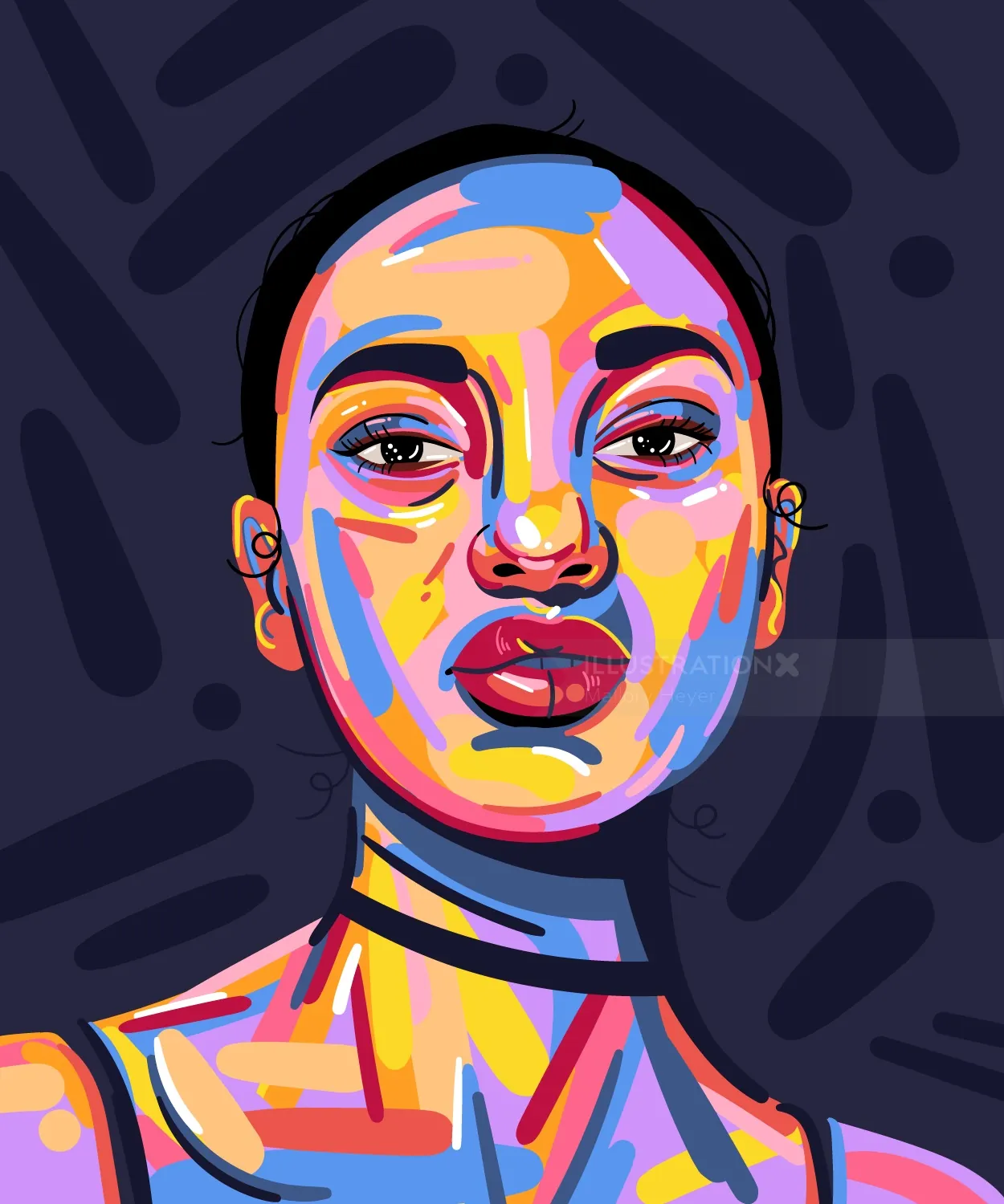 Colorful abstract portrait of a woman by Mallory Heyer