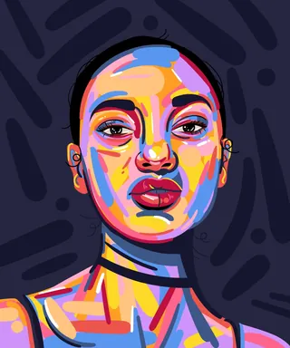 Colorful abstract portrait of a woman by Mallory Heyer