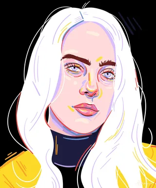 Portrait illustration of Billie Eilish by Mallory Heyer