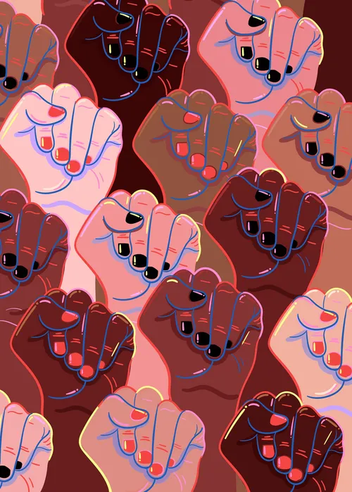 Graphic closed fists
