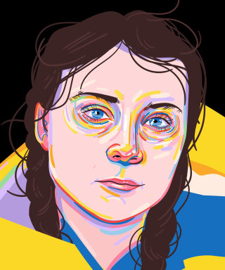 Ilustración del retrato de Greta Thunberg 