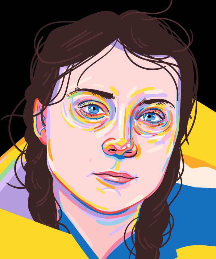 Illustration de portrait de Greta Thunberg