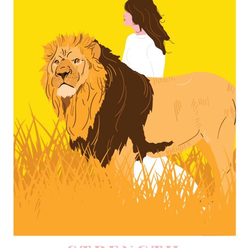 Animals Lion and woman
