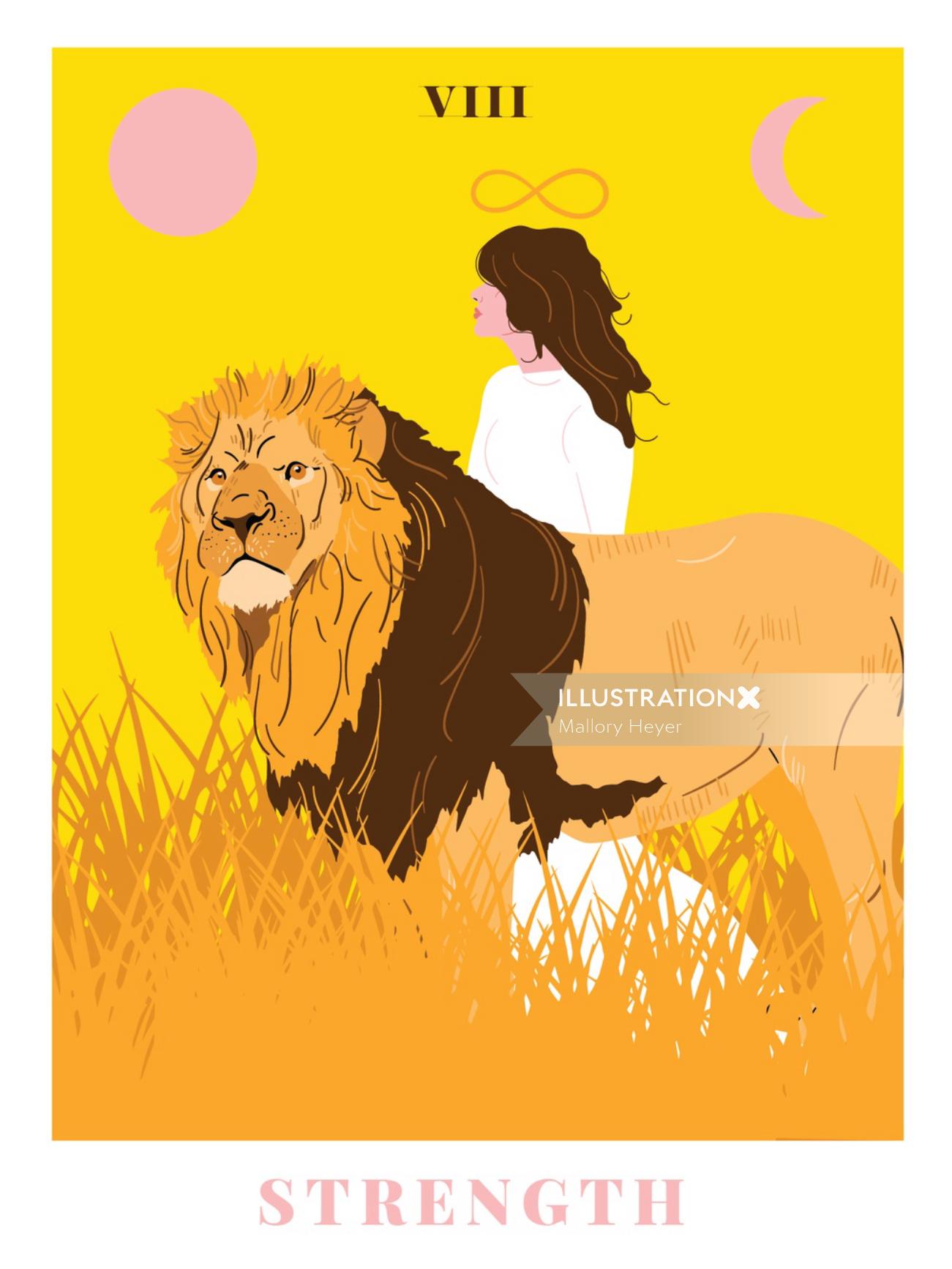 Animais Leão e Mulher