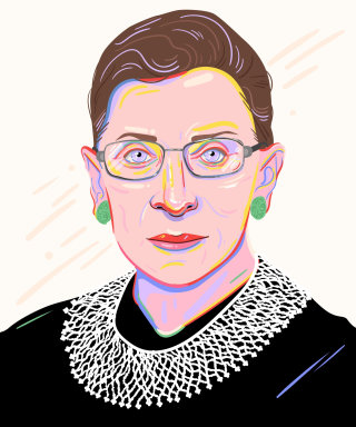 Ilustração do retrato de Ruth Bader Ginsburg