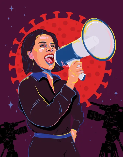 Editorial illustration about a Covid compliance officer