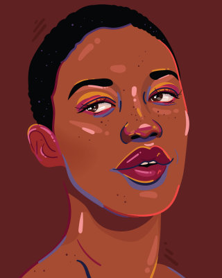 Illustration of a freckles lady