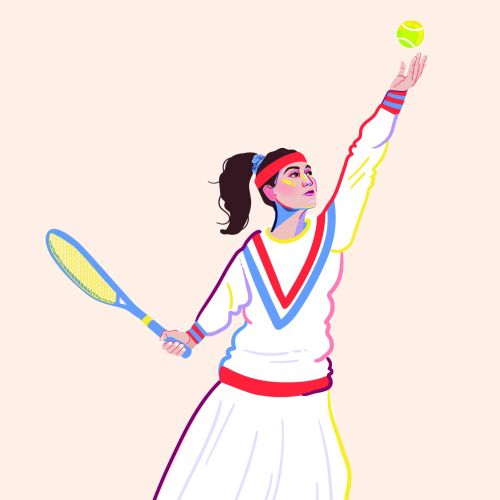 Vintage tennis costume editorial artwork