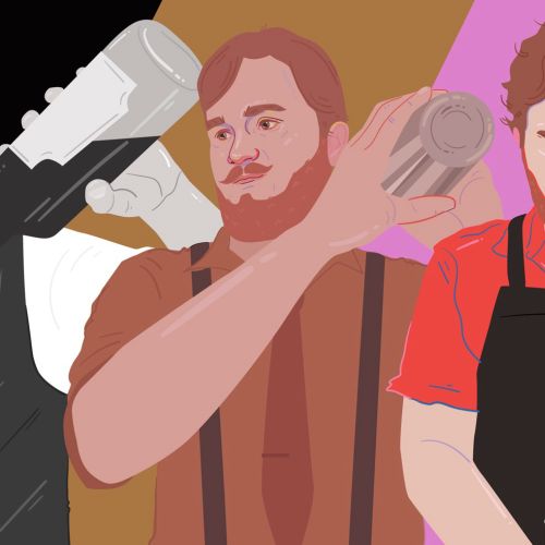 Digital illustration of a bartender