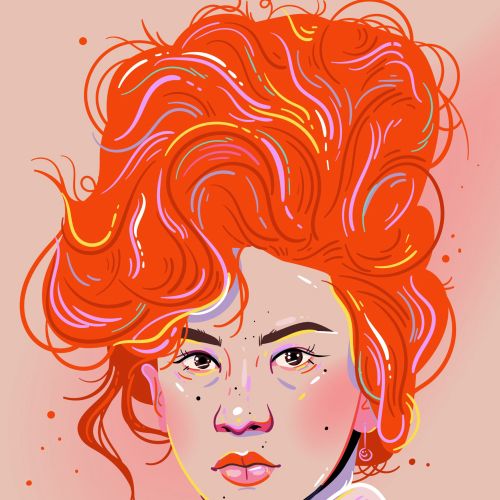 Illustration of a big hair by Mallory Heyer