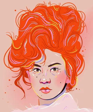 Illustration of a big hair by Mallory Heyer