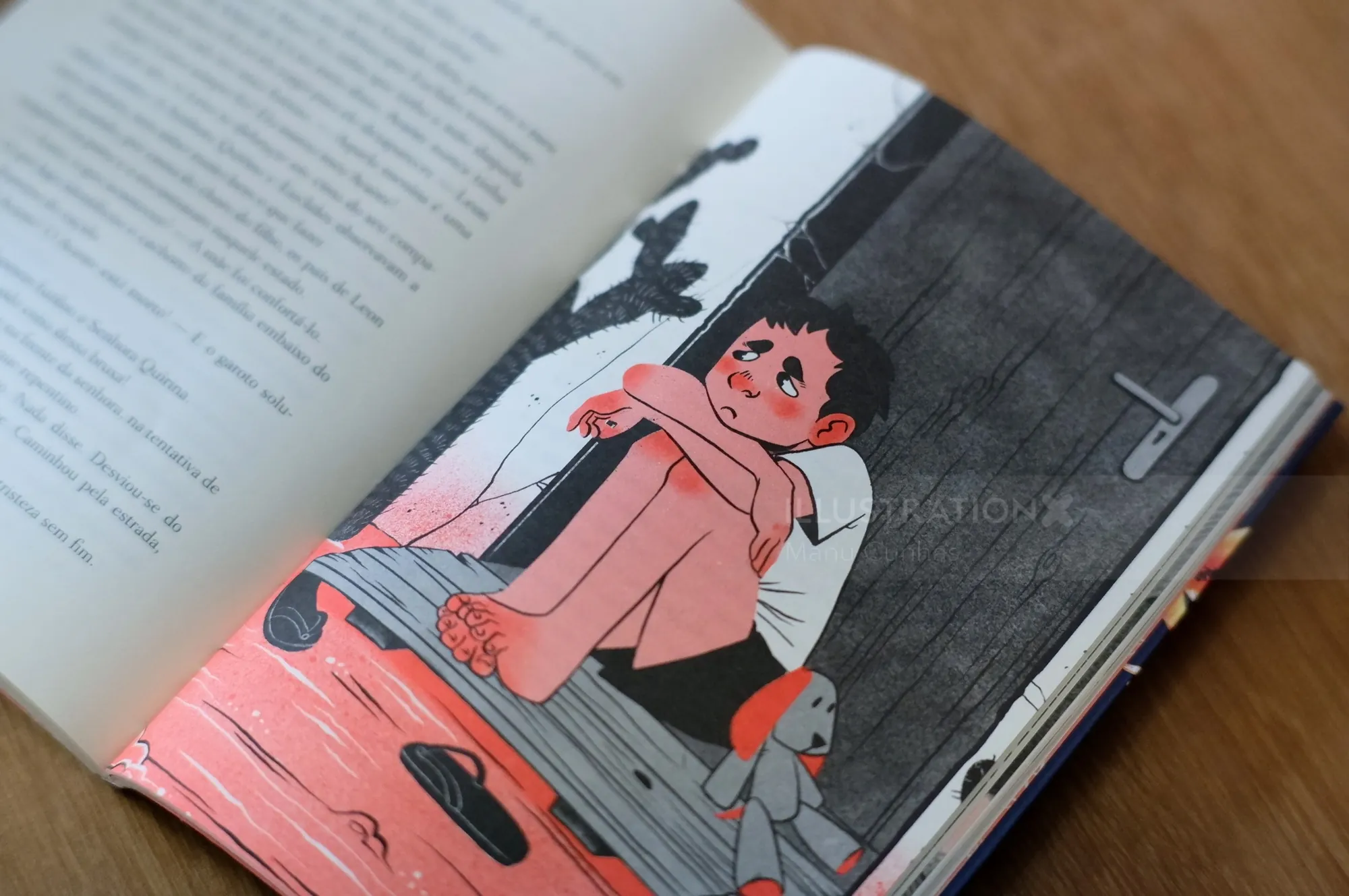Manu Cunhas illustration of a child reading inside an open book